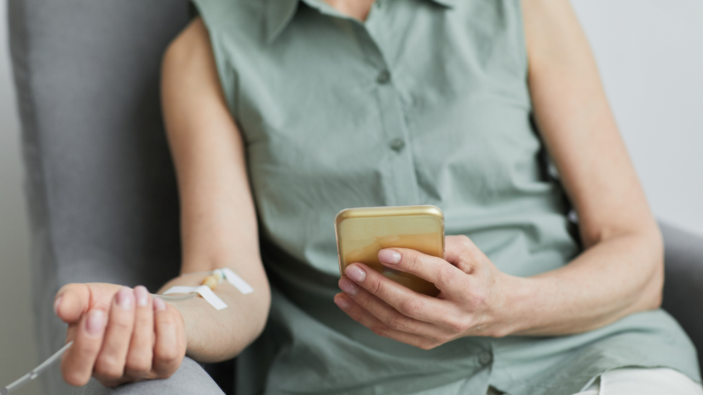 Patient receiving NAD IV therapy drip.