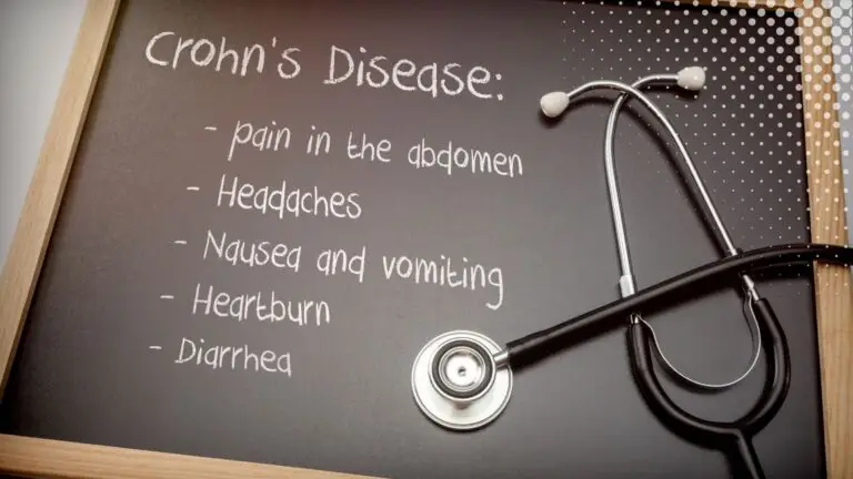 Crohn's disease symptom written on a chalk board