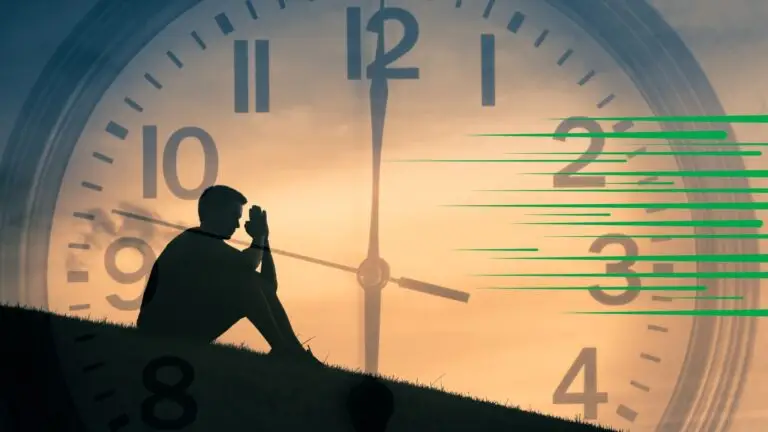 A clock overlaid on a sad person to depict chronic diseases linked to gut health