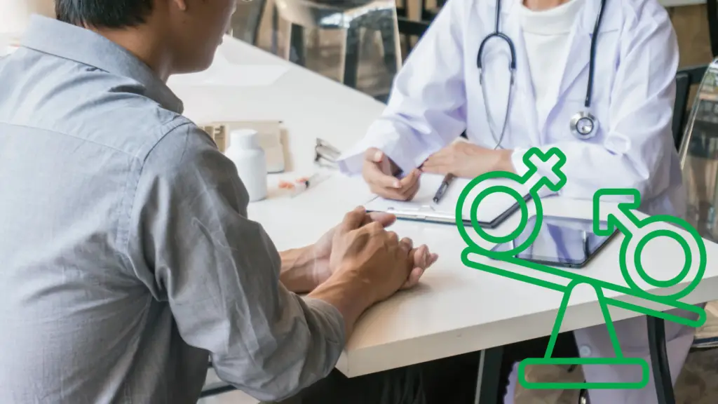A hormone specialist speaking with her patient at a desk