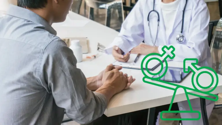 A hormone specialist speaking with her patient at a desk